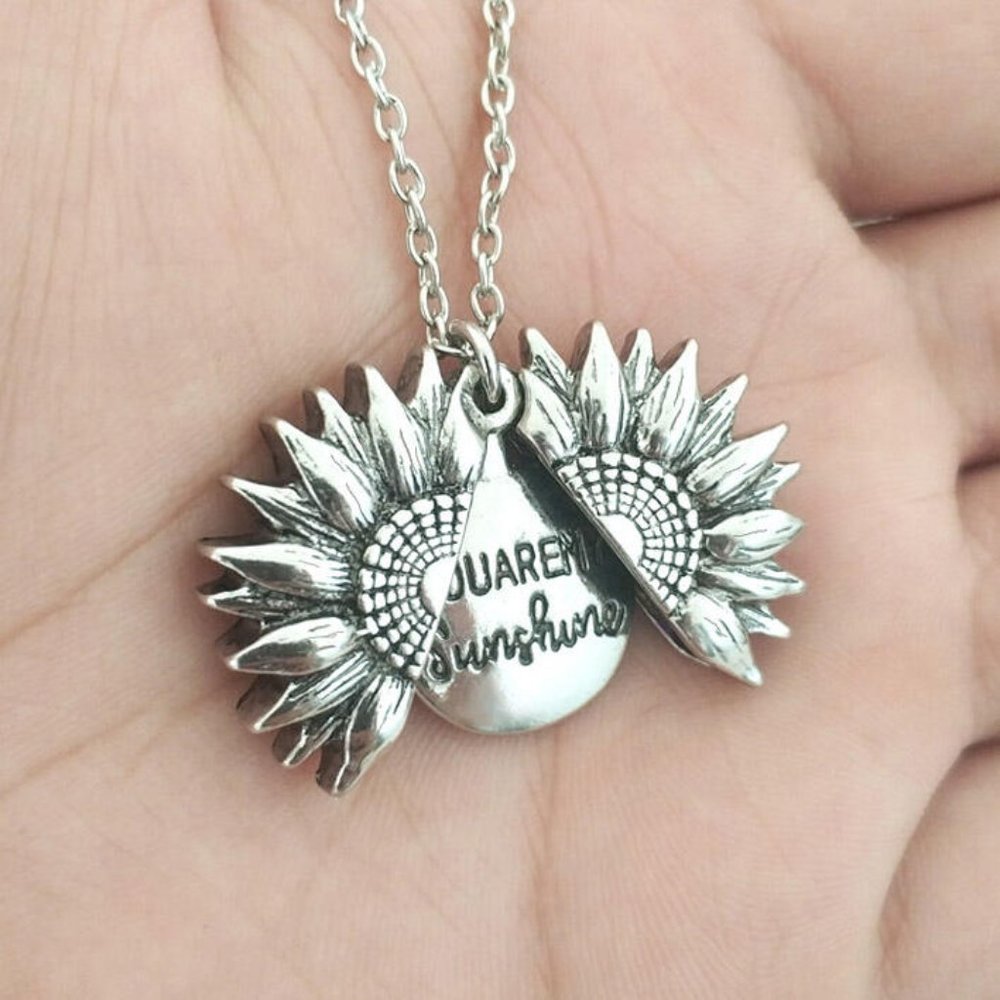 You Are My Sunshine Sunflower Pendant Necklace